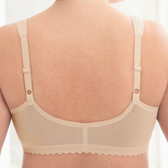 Glamorise 44C MAGIC LIFT Bra FRONT-CLOSE Wireless-Support LACE-CUPS Nude NEW - Picture 8 of 16